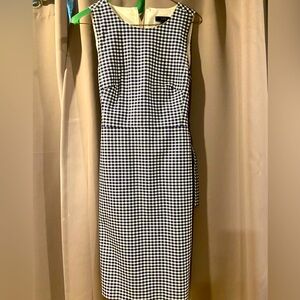 J. Crew Black and White Sheath Midi Dress